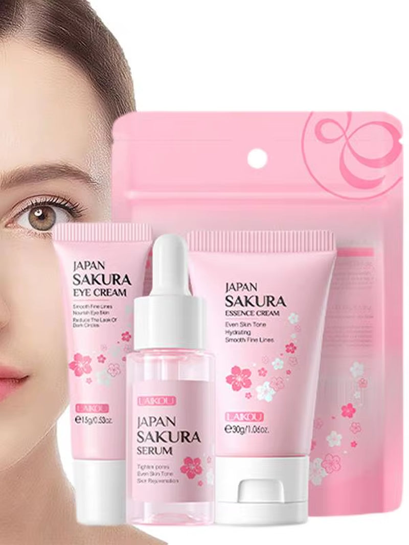 Skincare Gift Set: Women's Moisturizing Kit with Cherry Blossom Extract and Face Care Tools