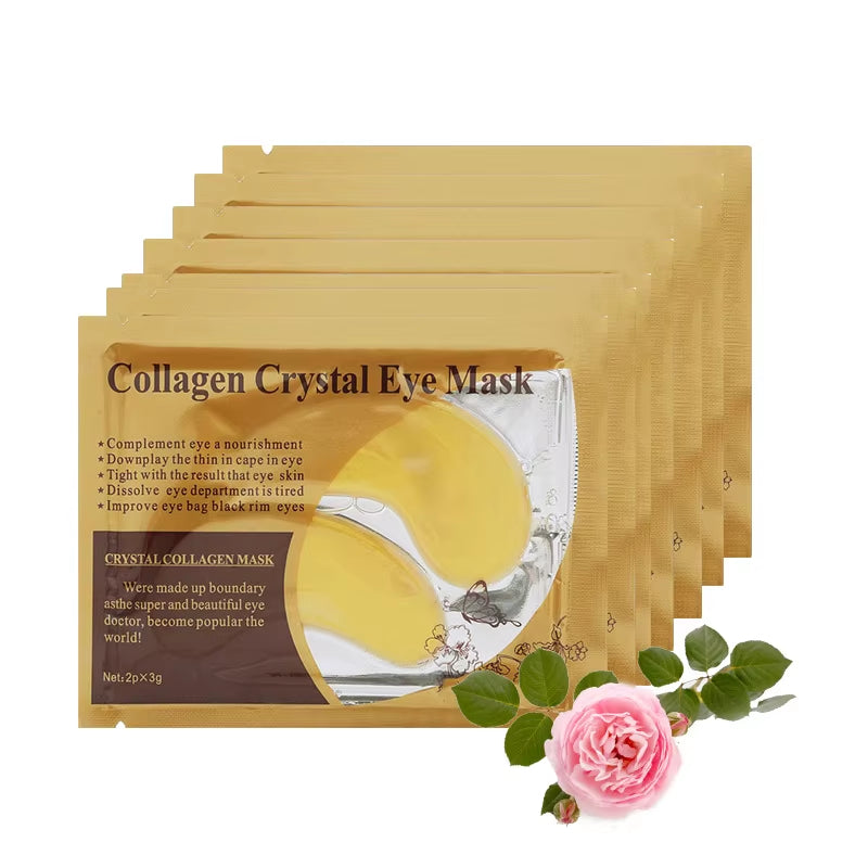 10-Piece Gold Powder Eye Mask with Crystal Collagen for Anti-Aging and Dark Circle Treatment - Acne Beauty Patches for Eye Skin Care, Korean Cosmetics