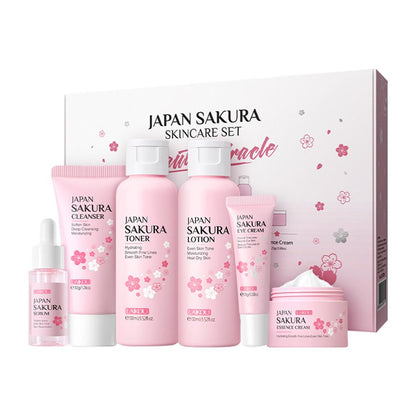 Sakura Facial Cleanser and Anti-Acne Peeling Gel with Eye Cream for Dark Circle Reduction - Complete Skincare Set for Women