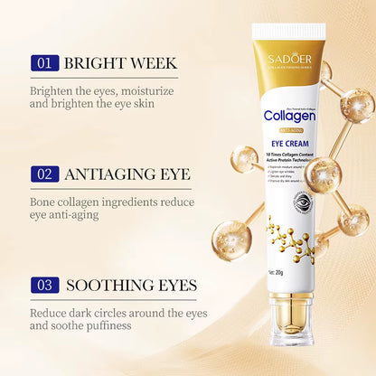 SADOER Collagen Eye Cream for Dark Circles and Eye Bags - Firming and Moisturizing Skincare for the Delicate Eye Area