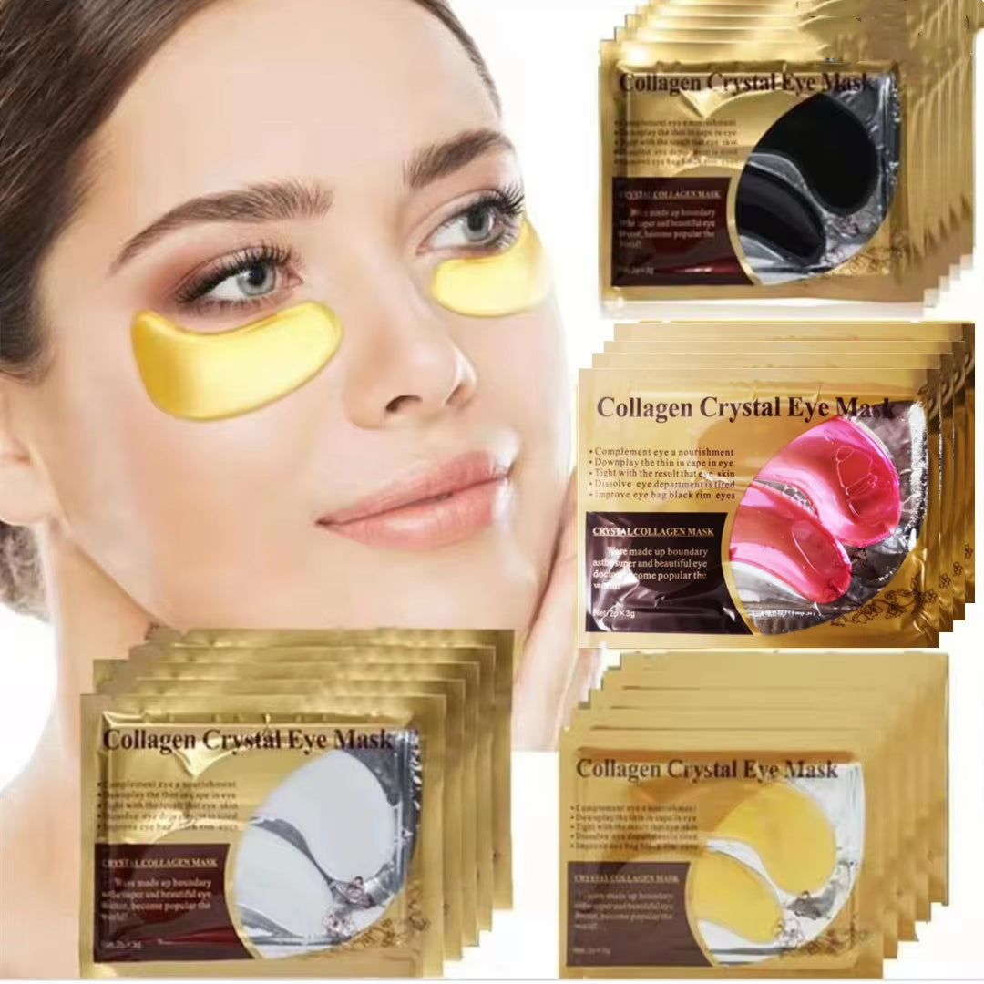 10-Piece Gold Powder Eye Mask with Crystal Collagen for Anti-Aging and Dark Circle Treatment - Acne Beauty Patches for Eye Skin Care, Korean Cosmetics