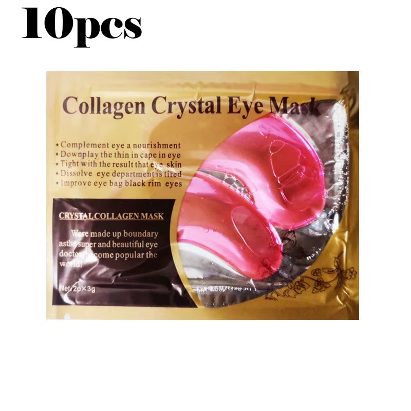 10-Piece Gold Powder Eye Mask with Crystal Collagen for Anti-Aging and Dark Circle Treatment - Acne Beauty Patches for Eye Skin Care, Korean Cosmetics