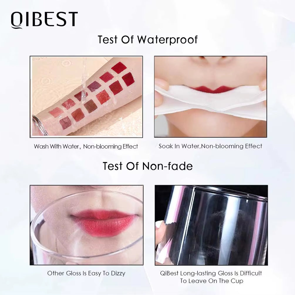 Matte Waterproof Liquid Lipstick - Long-Lasting Velvet Finish in Nude Red Tint - Lip Gloss Makeup Cosmetic