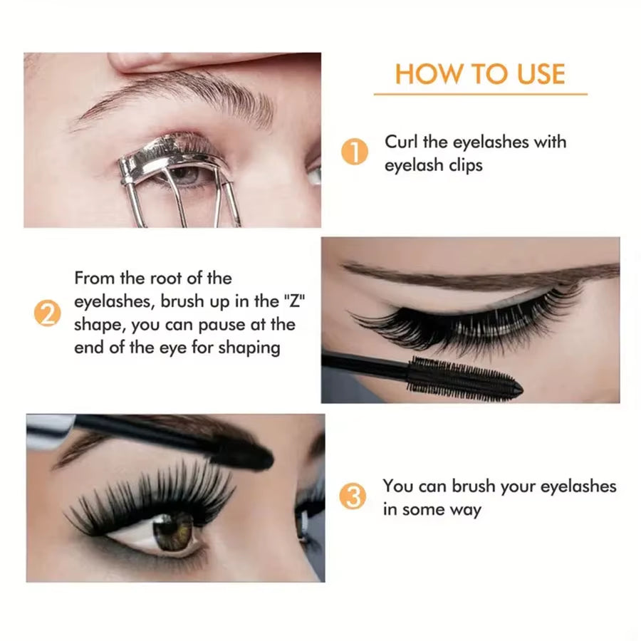 Waterproof 4D Mascara for Thick, Long, and Curling Lashes - Smudge-Proof and Long-Lasting Eye Makeup Tool