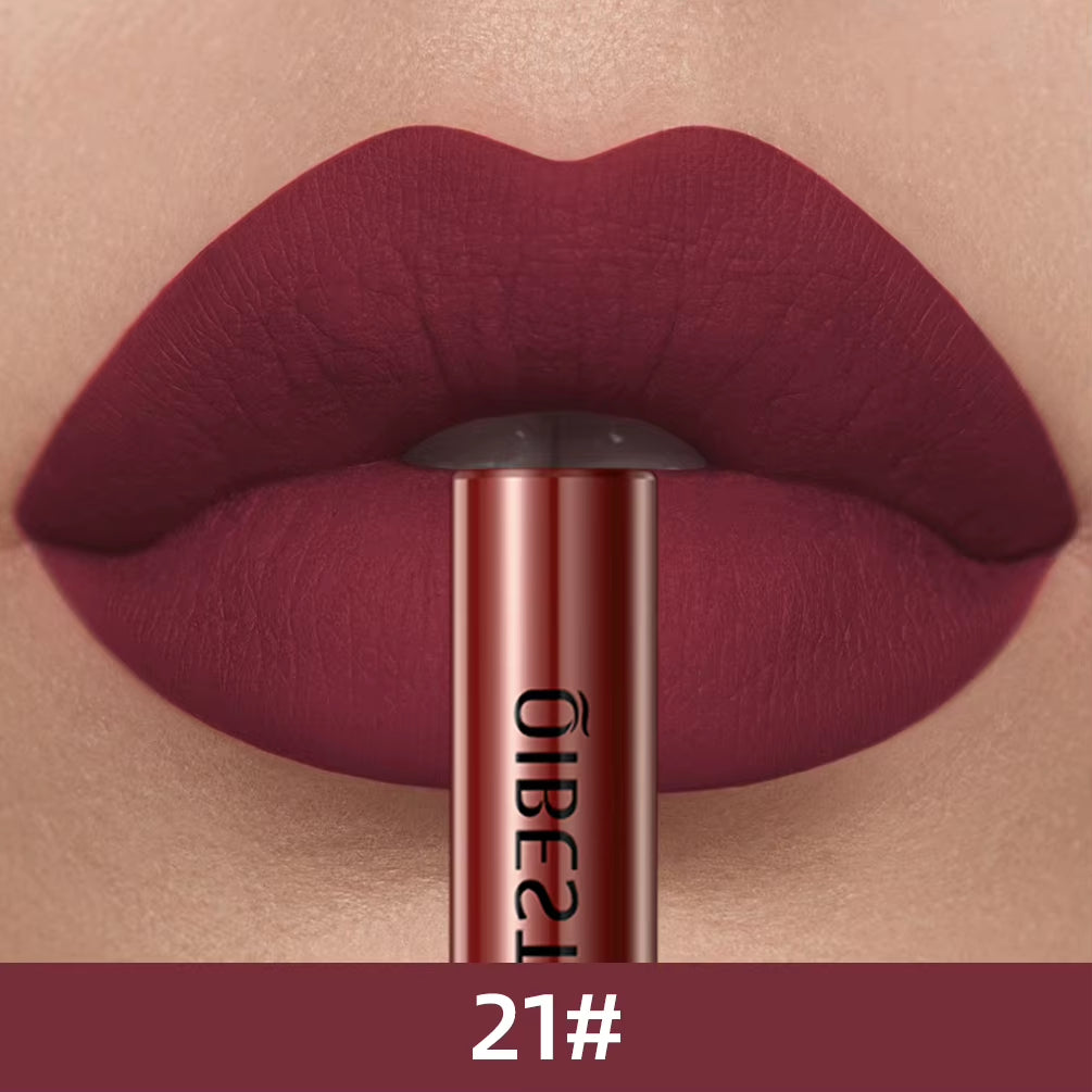 Matte Waterproof Liquid Lipstick - Long-Lasting Velvet Finish in Nude Red Tint - Lip Gloss Makeup Cosmetic