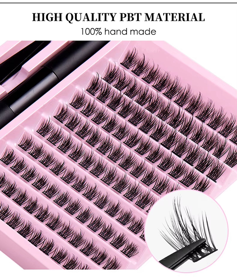 Natural-Looking Eyelash Extension Kit with 120 Clusters