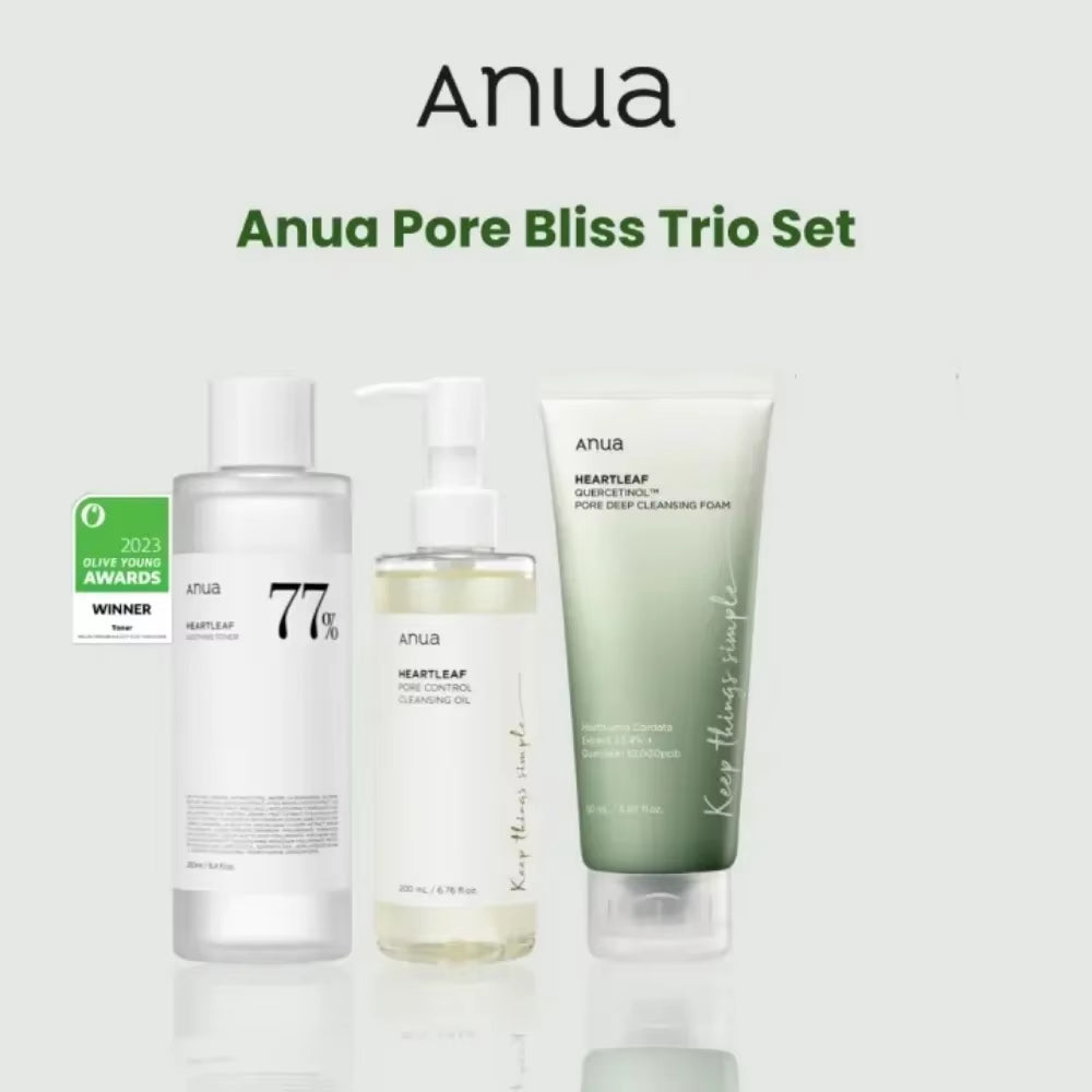 Anua Heartleaf Toner and Pore Control Cleansing Oil Set - 77% Soothing Formula