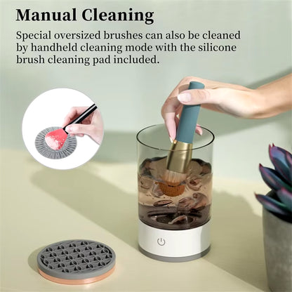 USB Electric Makeup Brush Cleaner and Dryer with Cleaning Mat - Automatic Cosmetic Brush Cleaning Machine