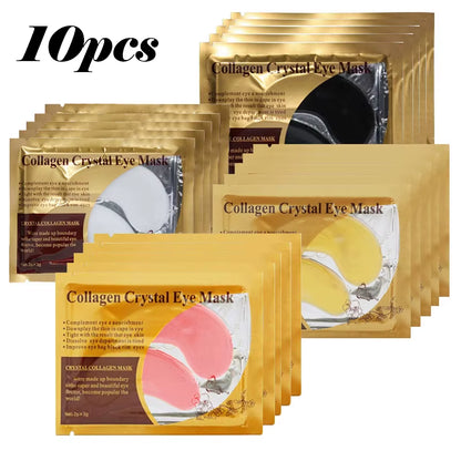 10-Piece Gold Powder Eye Mask with Crystal Collagen for Anti-Aging and Dark Circle Treatment - Acne Beauty Patches for Eye Skin Care, Korean Cosmetics