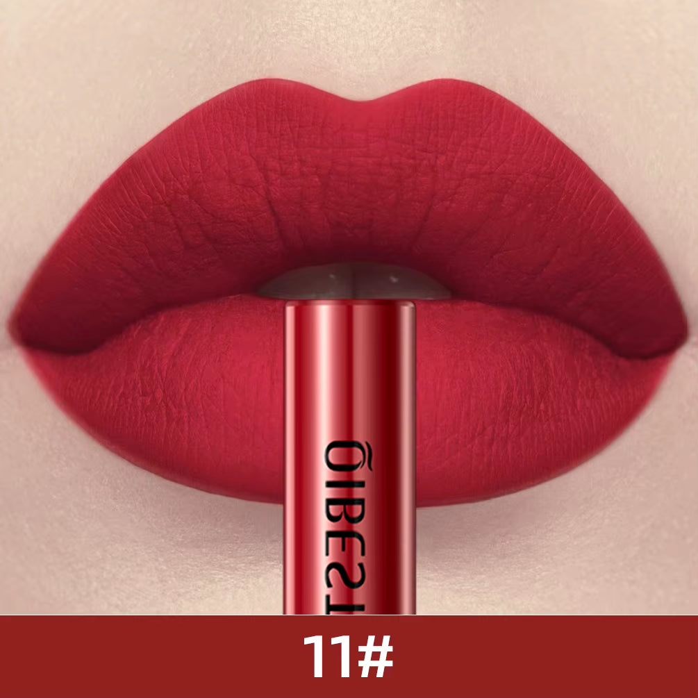 Matte Waterproof Liquid Lipstick - Long-Lasting Velvet Finish in Nude Red Tint - Lip Gloss Makeup Cosmetic