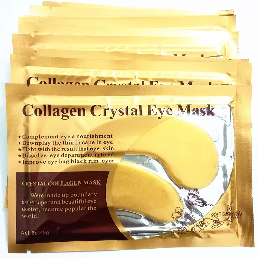 10-Piece Gold Powder Eye Mask with Crystal Collagen for Anti-Aging and Dark Circle Treatment - Acne Beauty Patches for Eye Skin Care, Korean Cosmetics