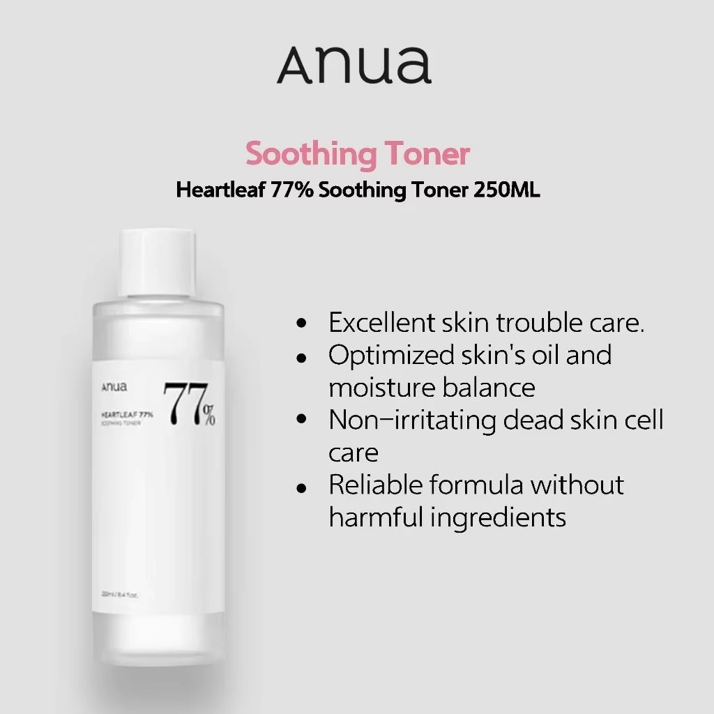 Anua Heartleaf Toner and Pore Control Cleansing Oil Set - 77% Soothing Formula