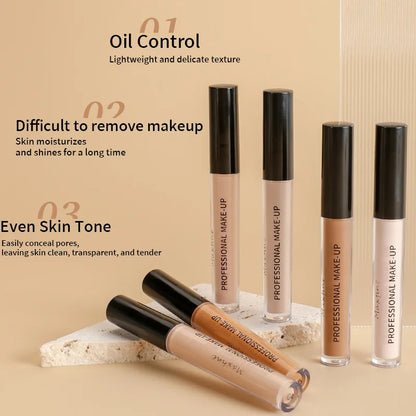 Matte High Coverage Waterproof Liquid Concealer for Oil Control and Long-Lasting Moisturization in Professional Face Makeup