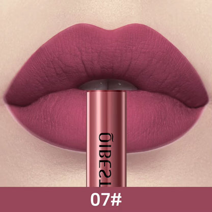 Matte Waterproof Liquid Lipstick - Long-Lasting Velvet Finish in Nude Red Tint - Lip Gloss Makeup Cosmetic