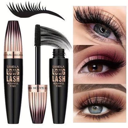 Waterproof 4D Mascara for Thick, Long, and Curling Lashes - Smudge-Proof and Long-Lasting Eye Makeup Tool