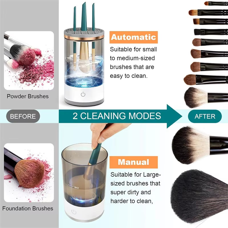 USB Electric Makeup Brush Cleaner and Dryer with Cleaning Mat - Automatic Cosmetic Brush Cleaning Machine