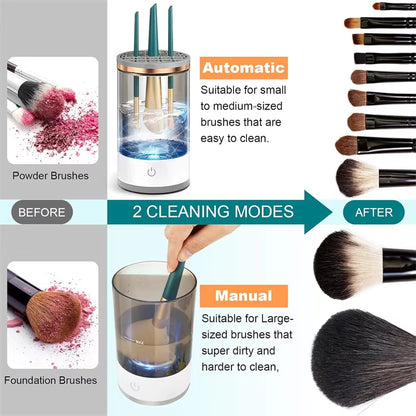 USB Electric Makeup Brush Cleaner and Dryer with Cleaning Mat - Automatic Cosmetic Brush Cleaning Machine