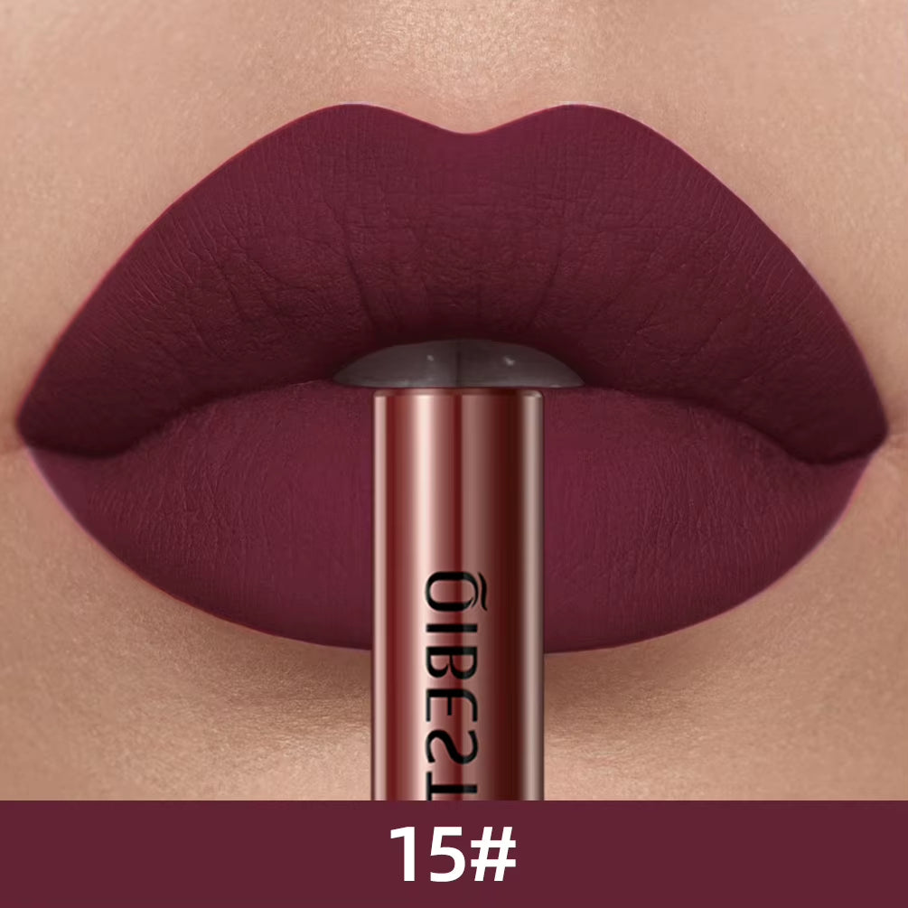 Matte Waterproof Liquid Lipstick - Long-Lasting Velvet Finish in Nude Red Tint - Lip Gloss Makeup Cosmetic