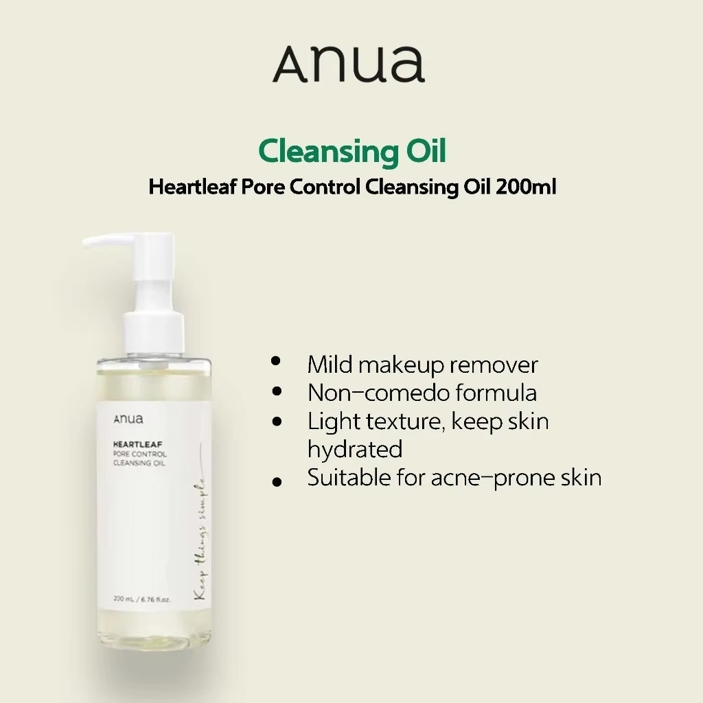 Anua Heartleaf Toner and Pore Control Cleansing Oil Set - 77% Soothing Formula