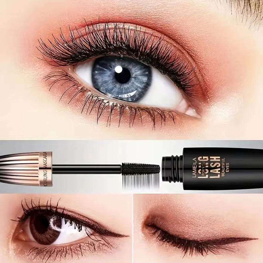 Waterproof 4D Mascara for Thick, Long, and Curling Lashes - Smudge-Proof and Long-Lasting Eye Makeup Tool