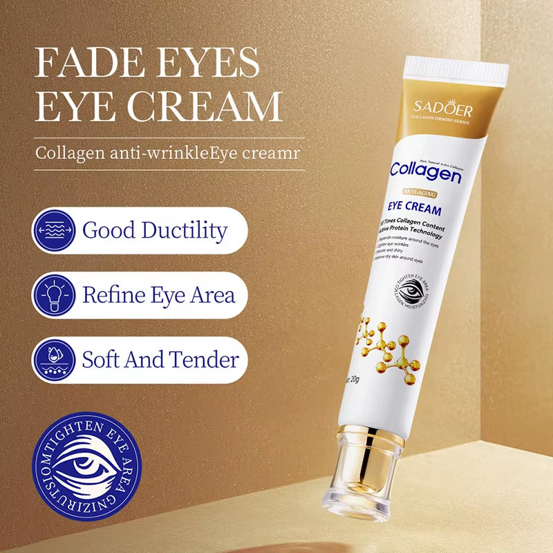 SADOER Collagen Eye Cream for Dark Circles and Eye Bags - Firming and Moisturizing Skincare for the Delicate Eye Area