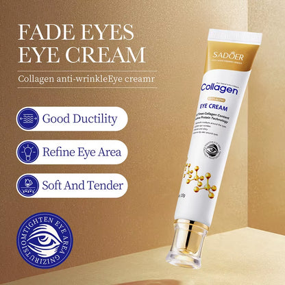 SADOER Collagen Eye Cream for Dark Circles and Eye Bags - Firming and Moisturizing Skincare for the Delicate Eye Area