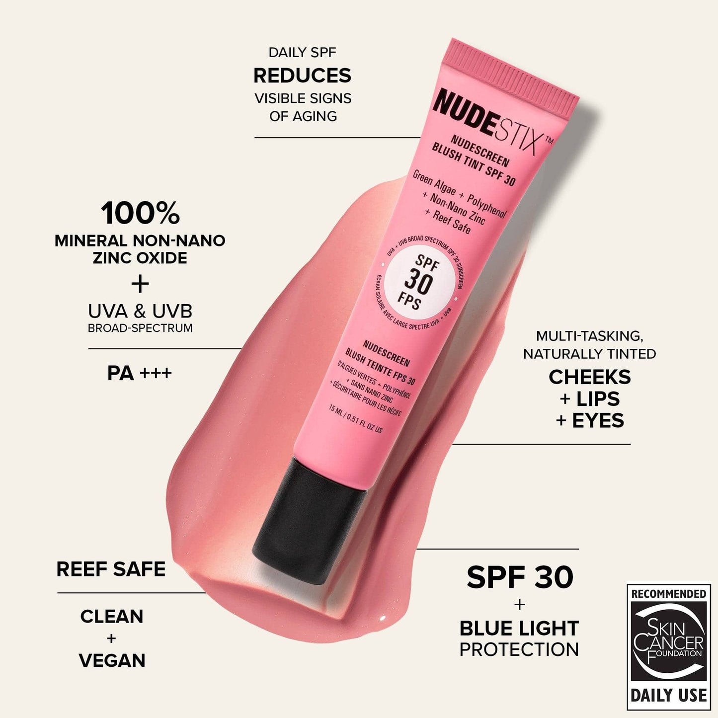 Nudescreen Blush Tint with SPF 30 Protection