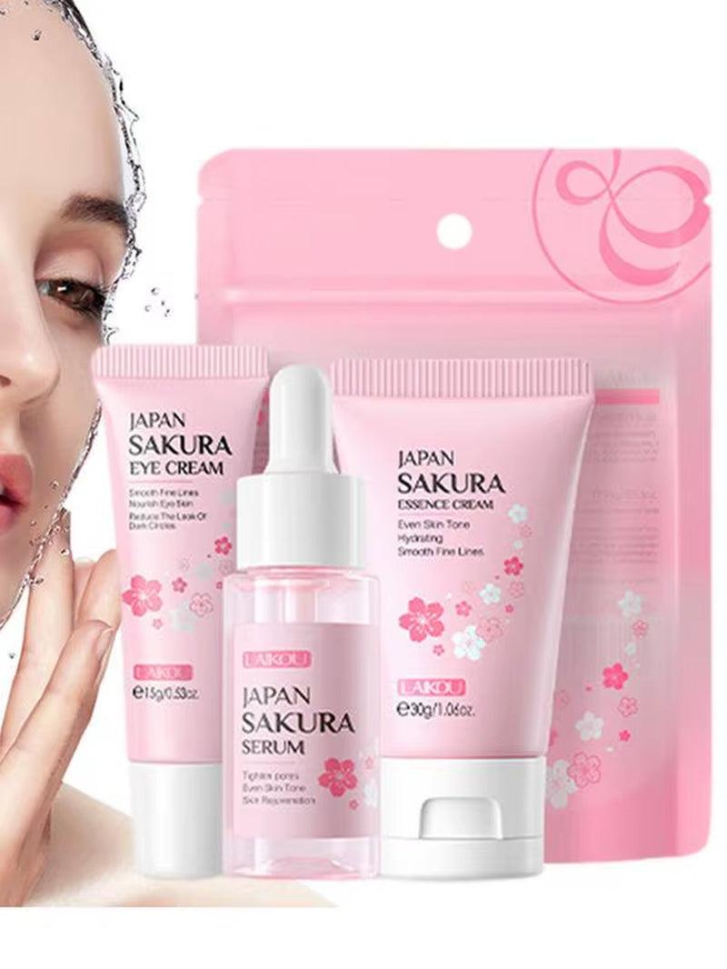 Skincare Gift Set: Women's Moisturizing Kit with Cherry Blossom Extract and Face Care Tools