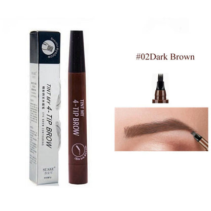 Waterproof Eyebrow Tattoo Pencil with 4-Fork Tip - Long-Lasting Natural Dark Brown Cosmetic in 5 Colors