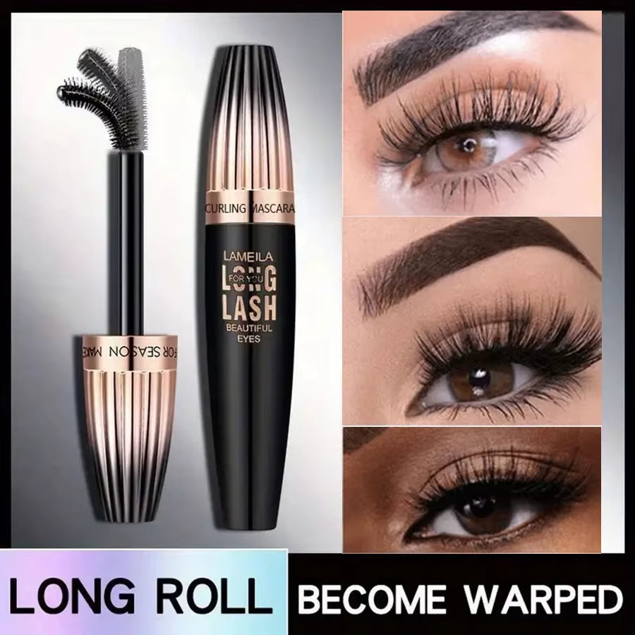 Waterproof 4D Mascara for Thick, Long, and Curling Lashes - Smudge-Proof and Long-Lasting Eye Makeup Tool