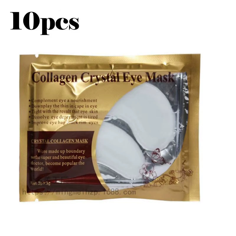 10-Piece Gold Powder Eye Mask with Crystal Collagen for Anti-Aging and Dark Circle Treatment - Acne Beauty Patches for Eye Skin Care, Korean Cosmetics