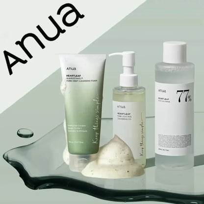 Anua Heartleaf 77% Toner and Deep Cleansing Oil Skin Care Set - Original Korean Skincare Products for Effective Cosmetic Removal